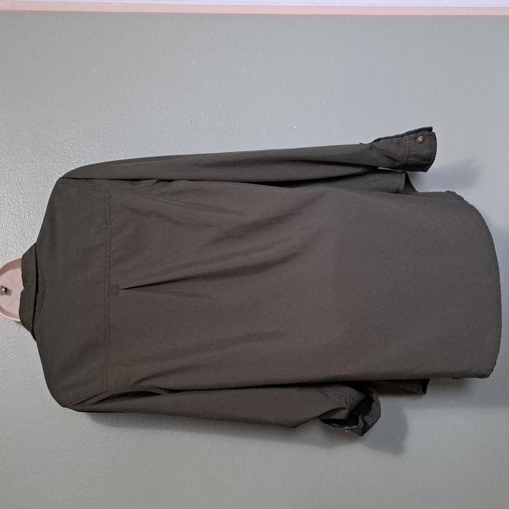 Isabel Maternity blouse medium olive green roll sleeve tunic. - Picture 6 of 9